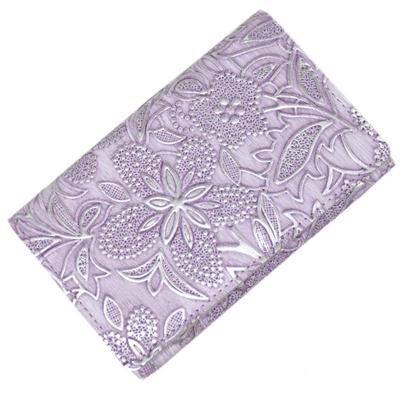 Wyprodukowano w Japonii, Arukan, oryginalna włoska skóra bydlęca, wizytownik, tłoczony, etui na karty, wzór kwiatowy, Claire Lavender [F-LIFE] 3455-323#73