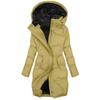 Women's Fashion Solid Color Long Sleeved Hooded Long Zipper Cotton Jacket Warm Coat Down Jacket
