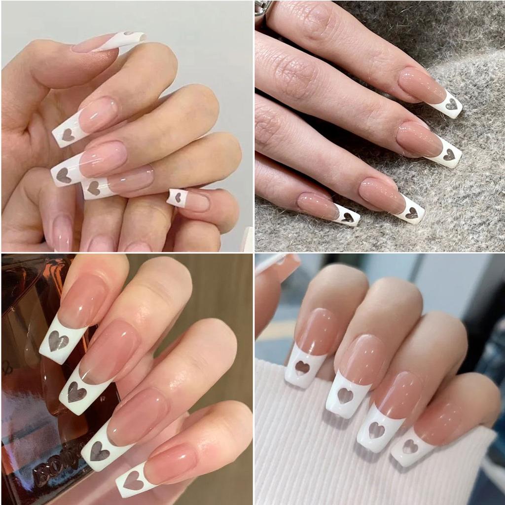 Square False Nails Tips 504 Pcs Acrylic Press on Nails Clear Artificial False Nail Heart Fake Nails for Nail Extension