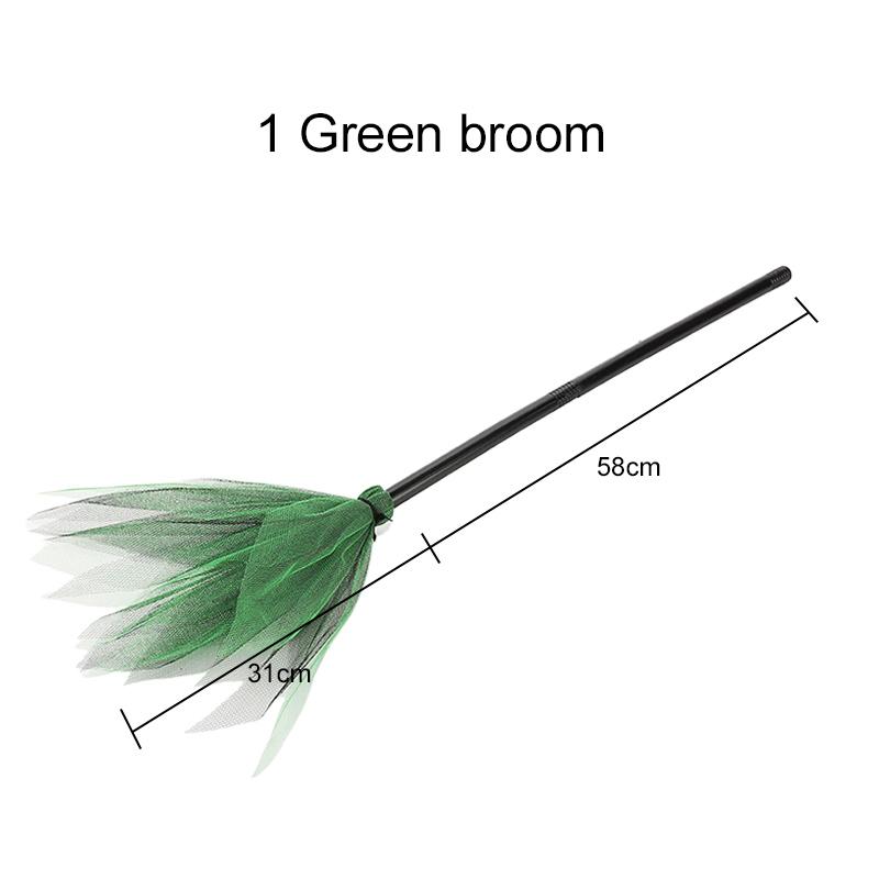 

1pc Wizard Broom Detachable Festival Party Decoration Asquerade Dress Up Decoration Cosplay Costume Props For Halloween TMZ зелений