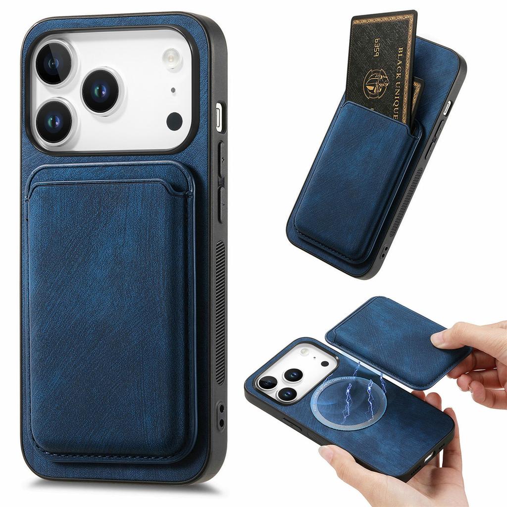 For iPhone 17 Pro Case Retro Leather + TPU Phone Cover with Detachable Card Slot
