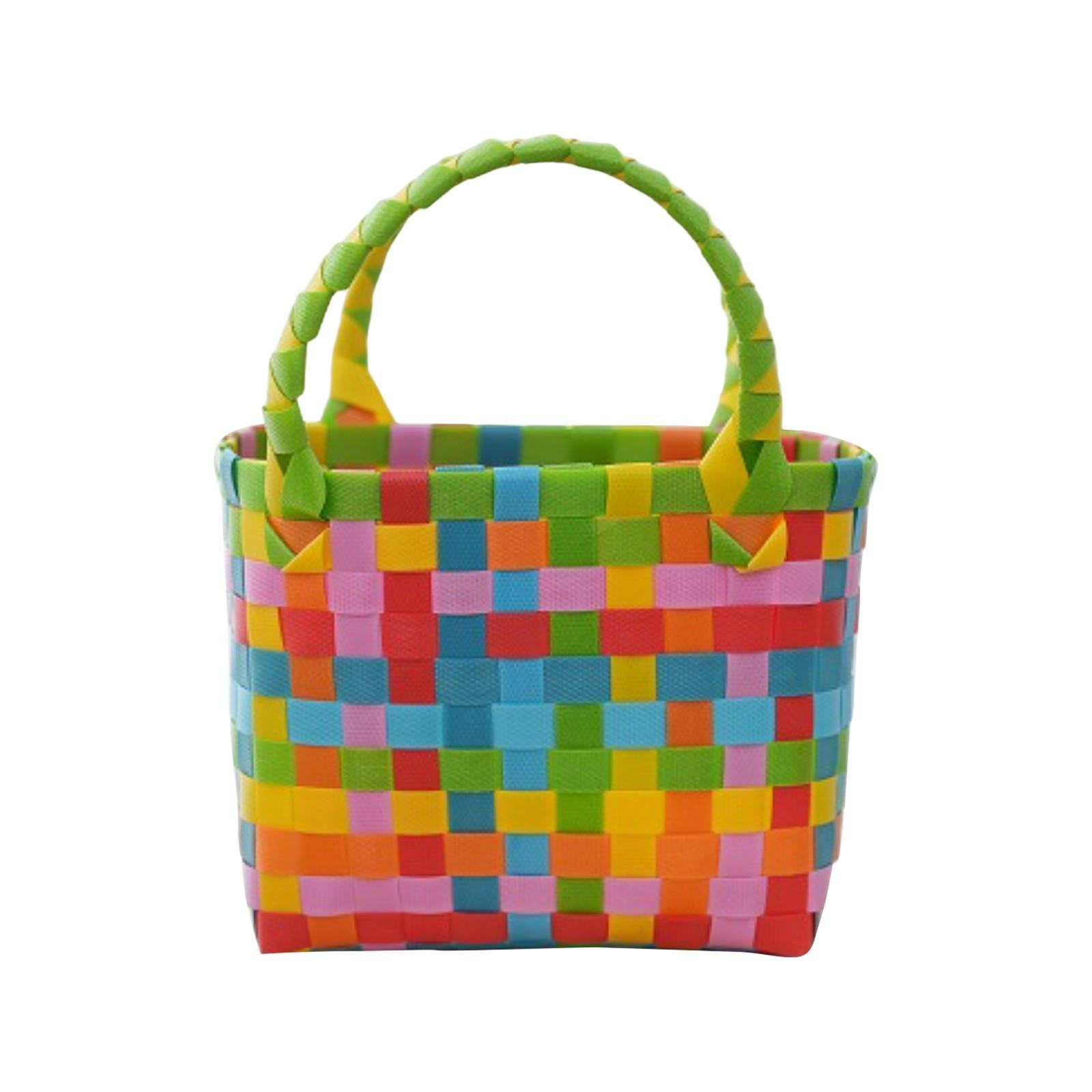 

Летняя плетеная корзина Ручная корзина Пляжная сумка для фотографий своими руками Пластиковая плетеная корзина Сувенир Маленькая квадратная корзина для капусты