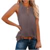 VEZFAA Women's Fashion Casual Summer Spring Solid Color Print Sleeveless V-Neck Blouses & Shirts