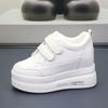 Fashion 9CM Platform Wedge Sneakers Vulcanized Chunky Hidden Heel Block Microfiber Leather Comfy Breathable Skate Board Shoes