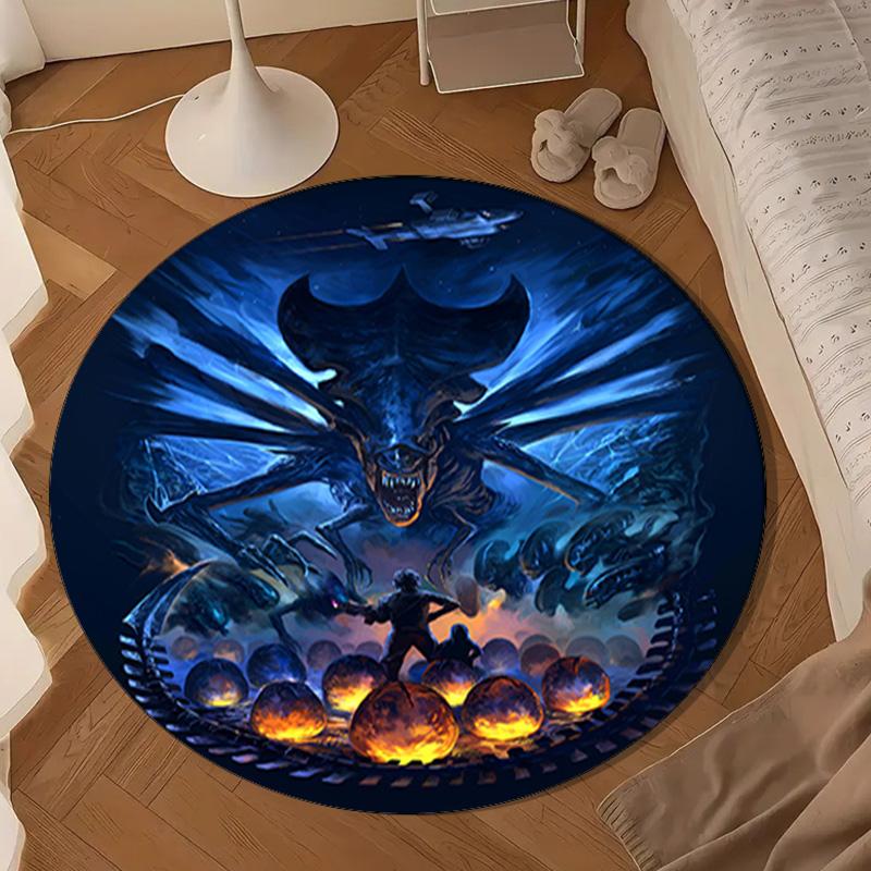 Alien Fire Round Mat, Anti-slip Circle Carpet Chair Rug For livingroom,Bedroom, Doormat Home Decor Gift Christmas Gifts