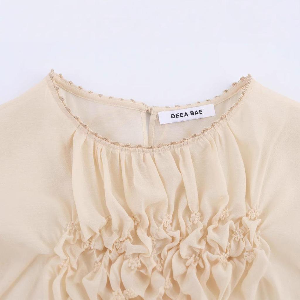 Spring 2025 Women's 3D Floral Embroidery Top - European & American Style Fashion