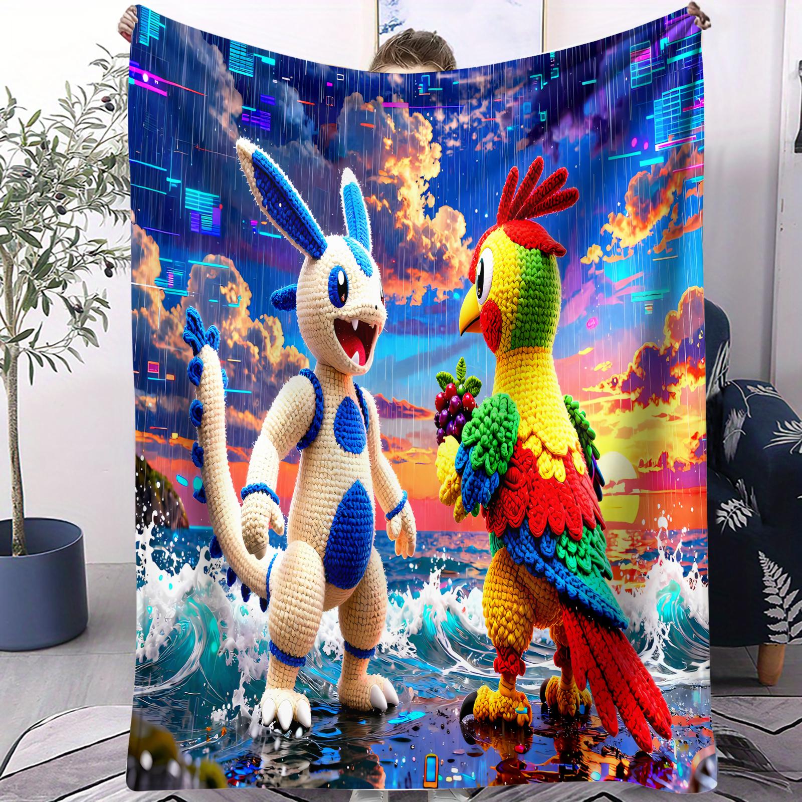

Viral Pokemon Pikachu Anime Sci Fi Design Hairy Blanket Small Cover Kids Adults Sofa Decor Mat For Bedroom Car Office Nap Gift 70x100cm
