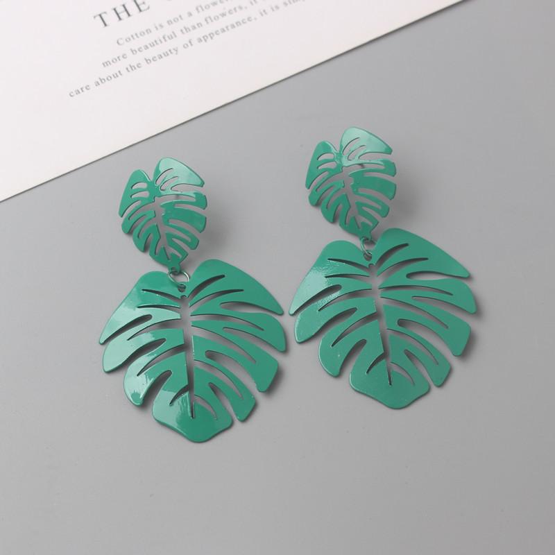 Cercei Coreeni Noi Atârnători cu Flori pentru Femei Frunze Verzi Cercei Căzuți Personalitate Formă Plantă Femeie Cercei Neobișnuiți