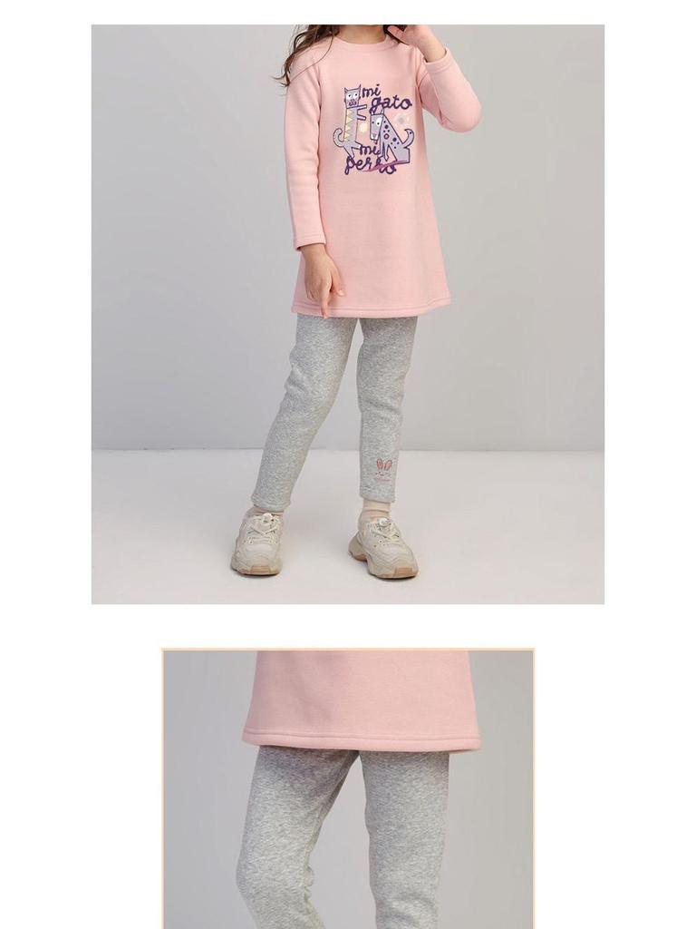Girls' Fleece-Lined Cartoon Leggings: Warm, Slim Fit Pants for Babies, Small To Medium Size, Autumn/Winter Collection