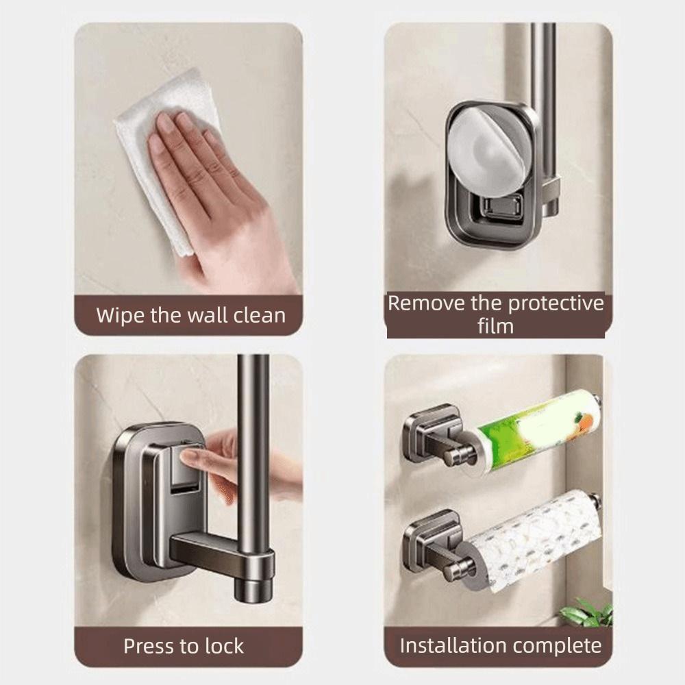 Wall Mounted Suction Cup Paper Towel Holder Space Aluminum Easy Install Cling Film Storage Rack Space Saving Durable
