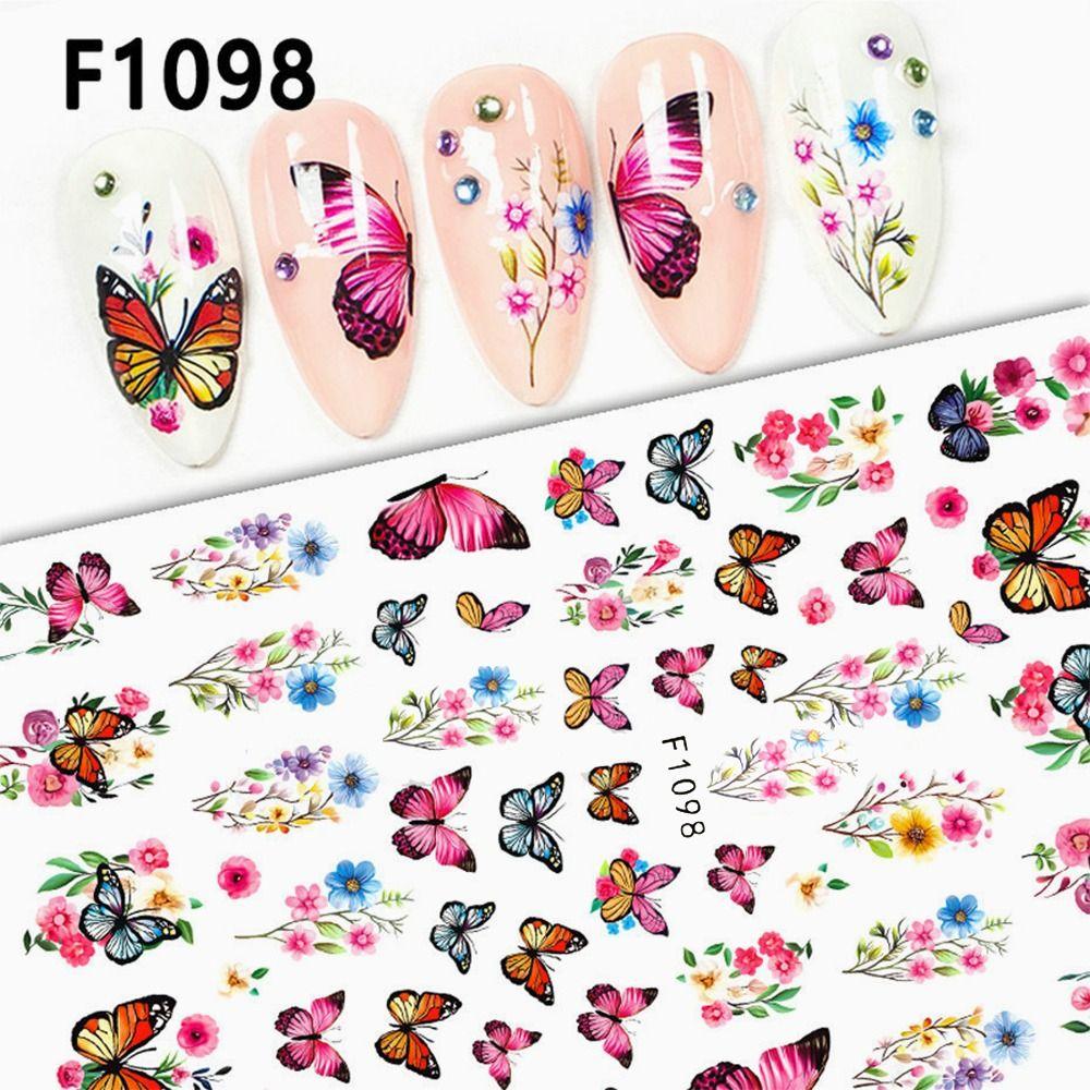 Purple Petals Nail Stickers Blossom Pink Nail Tips Decoration New Creative Decals Nail Art