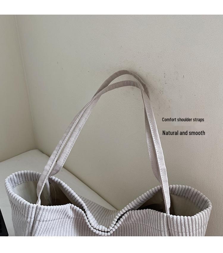 Retro Kord Große Kapazität Tragetasche - Einfache, einfarbige Damen Schultertasche