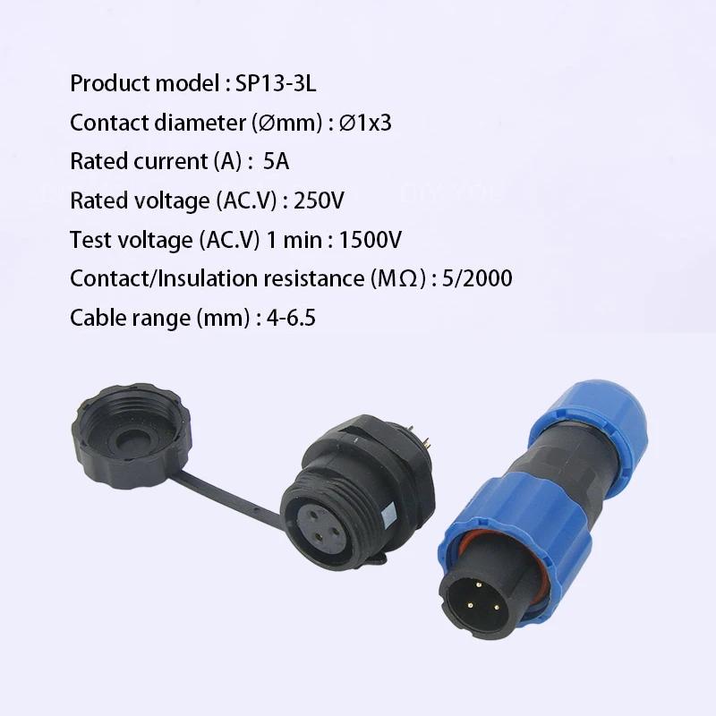 SP13 IP68 wasserdichter Stecker Stecker & Buchse 1/2/3/4/5/6/7/9 Pin Panelmontage Kabelstecker Luftfahrtstecker