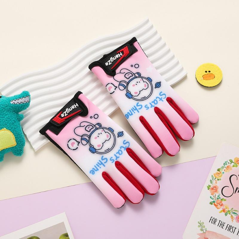 

Children s gloves autumn and winter boys and girls students windproof cartoon velvet warm outdoor riding cold-proof thickened gloves One size (length 18 and width 8.5)