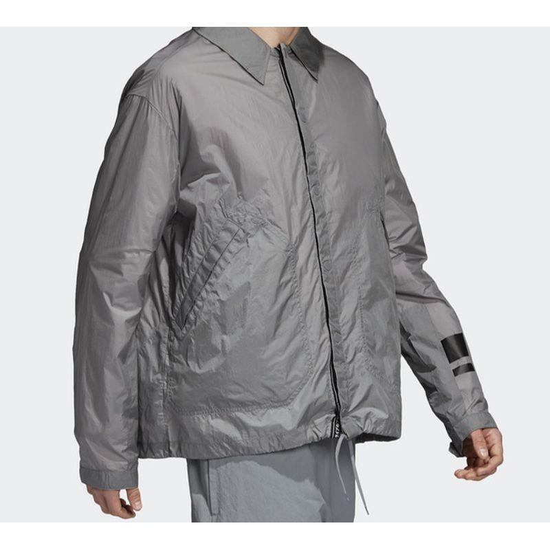 Adidas Originals Woven Logo Coach Shirt Jacket Men Jacket Gray CV5820