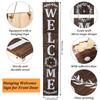 Jetec Welcome Sign for Front Door Interchangeable Wooden Welcome Porch Sign Outdoor Decoration Replaceable with 16 Seasonal Icon for Valentine's St.
