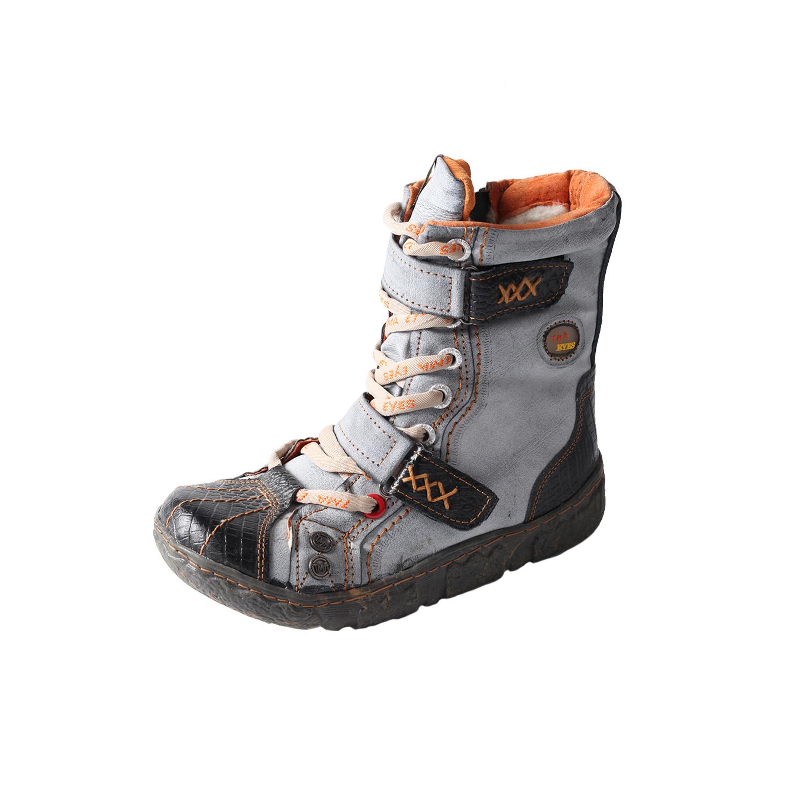 

Double-Strape Washed PU Leather Women s Boot with Faux Fur Lining 42