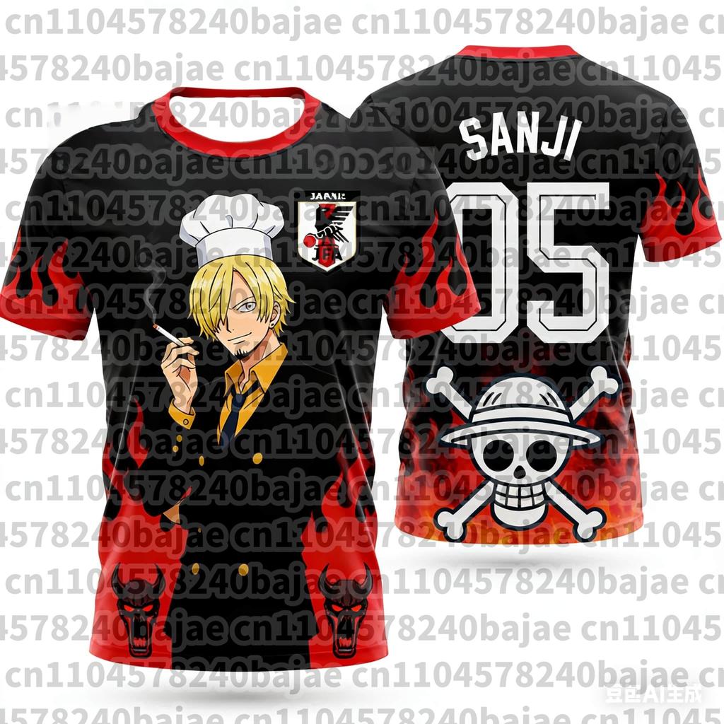 2026 One Piece Graphic T-shirt Japanese anime football jerseys Sports Dry Quickly T-Shirt Children's Clothing Tee