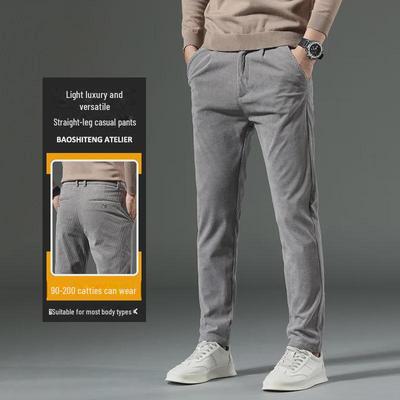 Men's Corduroy Casual Winter Pants with Plus Velvet - Korean Style Tapered Fit