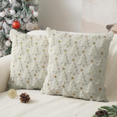 Christmas Pillowcase Festive Decorative Pillow Cover with Christmas Tree Bells Santa Claus Pattern Holiday Home Decor