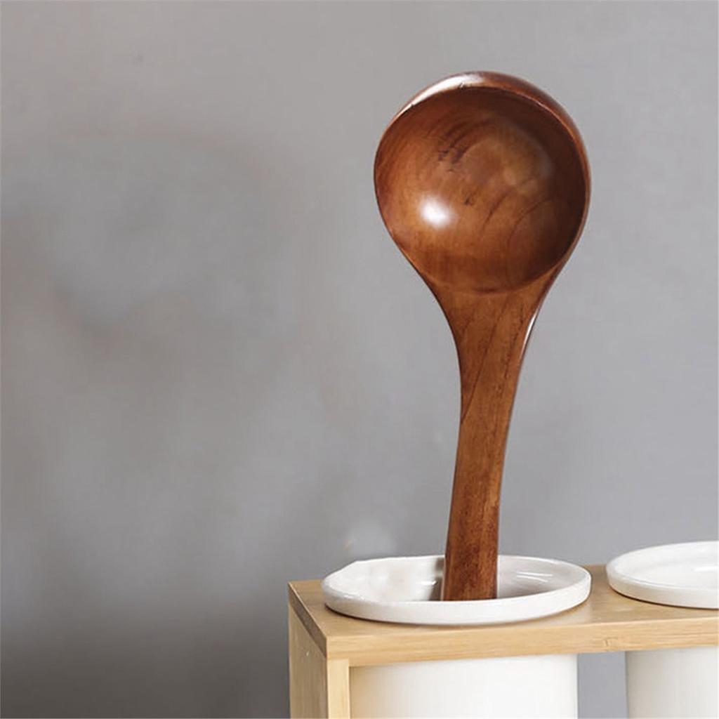 Large Wood Soup Ladle Long Handle for Serving Hot Pot Ramen Porridge Kitchen Cooking Spoon Wooden Ladle