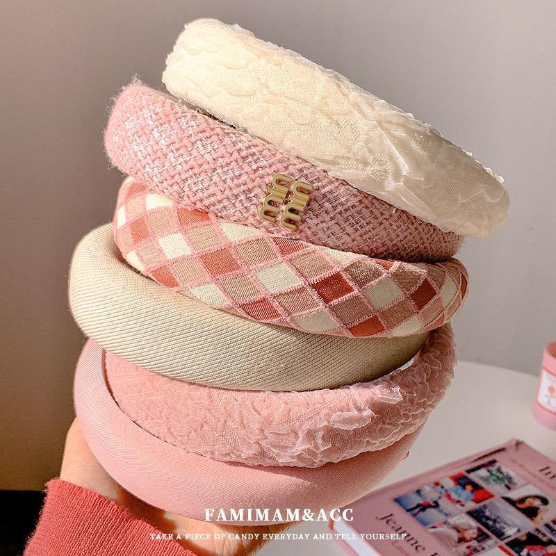 2023 Pink High Crown Headband & Hair Clips Set for Girls - Wide Edge Beauty Accessory