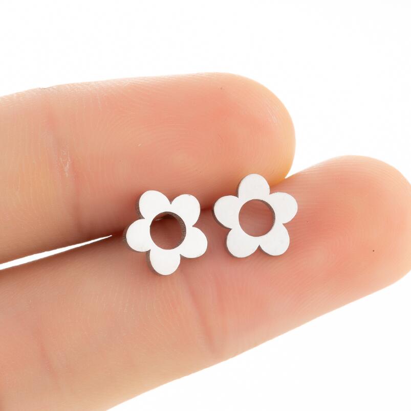 SMJEL Summer Cherry Earrings Ladies Stainless Steel Fruit Stud Earrings Small Watermelon Apple Pineapple Unique Zircon Gift