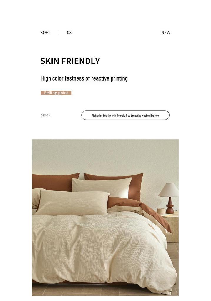 Elegant 3D Jacquard Cotton 4-Piece Bedding Set for Dorms