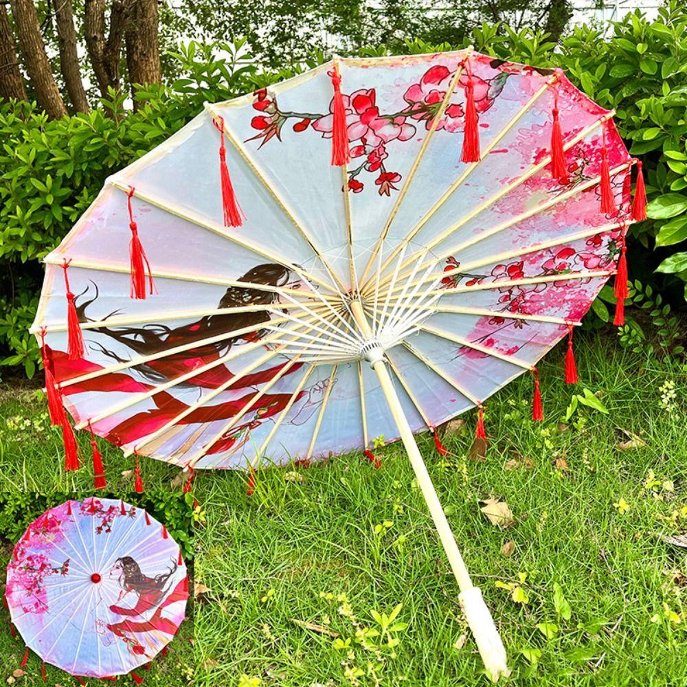 Chinesischer Antikstil Requisite Tanzschirm 56cm Cosplay Hanfu Ölpapier-Regenschirm Tanzaufführung