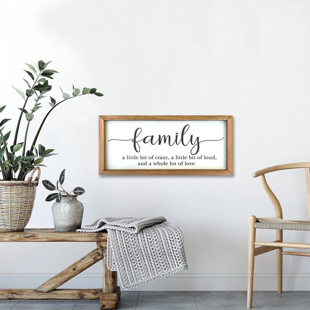 Rustic Wooden Family Wall Sign with Inspirational Quote for Home Decor - Farmhouse Style Living Room Art Piece
