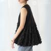 Feather Round Mixed Hem J-Scott Women's Blouse, Sleeveless, Neck, Material, Fringe, Design, Black, JS173-BK-L (Limited Stock)
