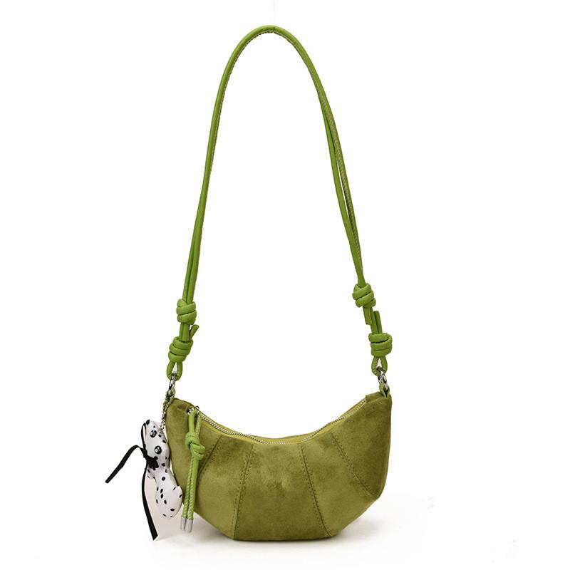 Style Small Water Dumpling Shape Shoulder Bag With Zipper Closure зелёный