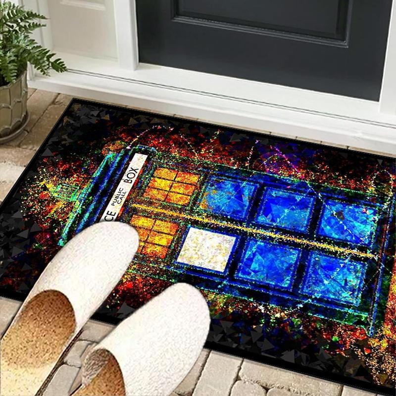 Tardis In Starry Night Office Rug Chair Mat, Game Carpet, Suitable for Front Door, Bedroom, Living Room, Desk, Holiday Gift