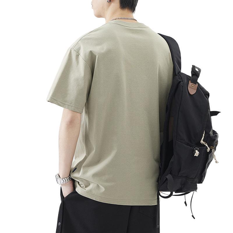 260g Heavy Japanese Loose Ice Silk Short-sleeved T-shirt Men's Summer Casual Print