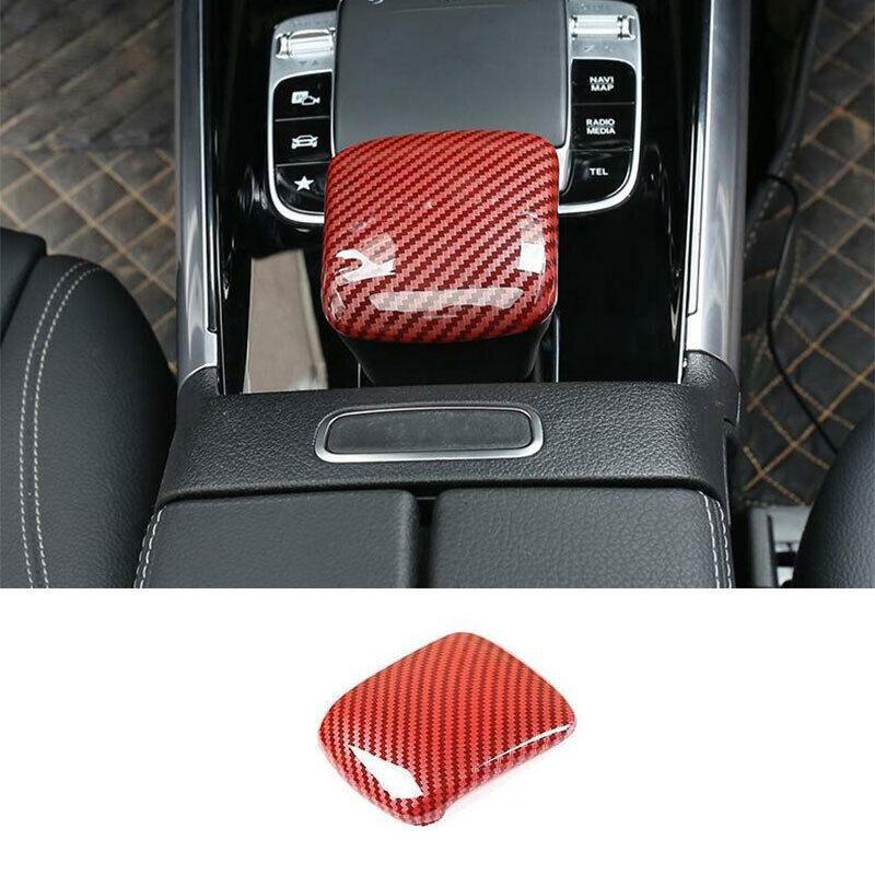 Red Carbon Fiber Central Console Gear Shift Knob Trim Fit For Benz GLB -