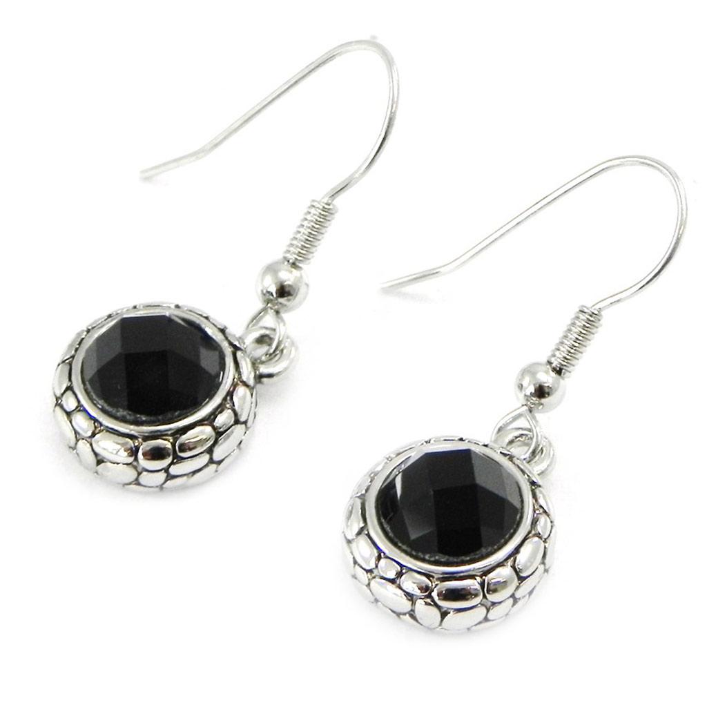 Les Trésors De Lily [I3789] - Silver-black 'Cunégonde' Designer Earrings