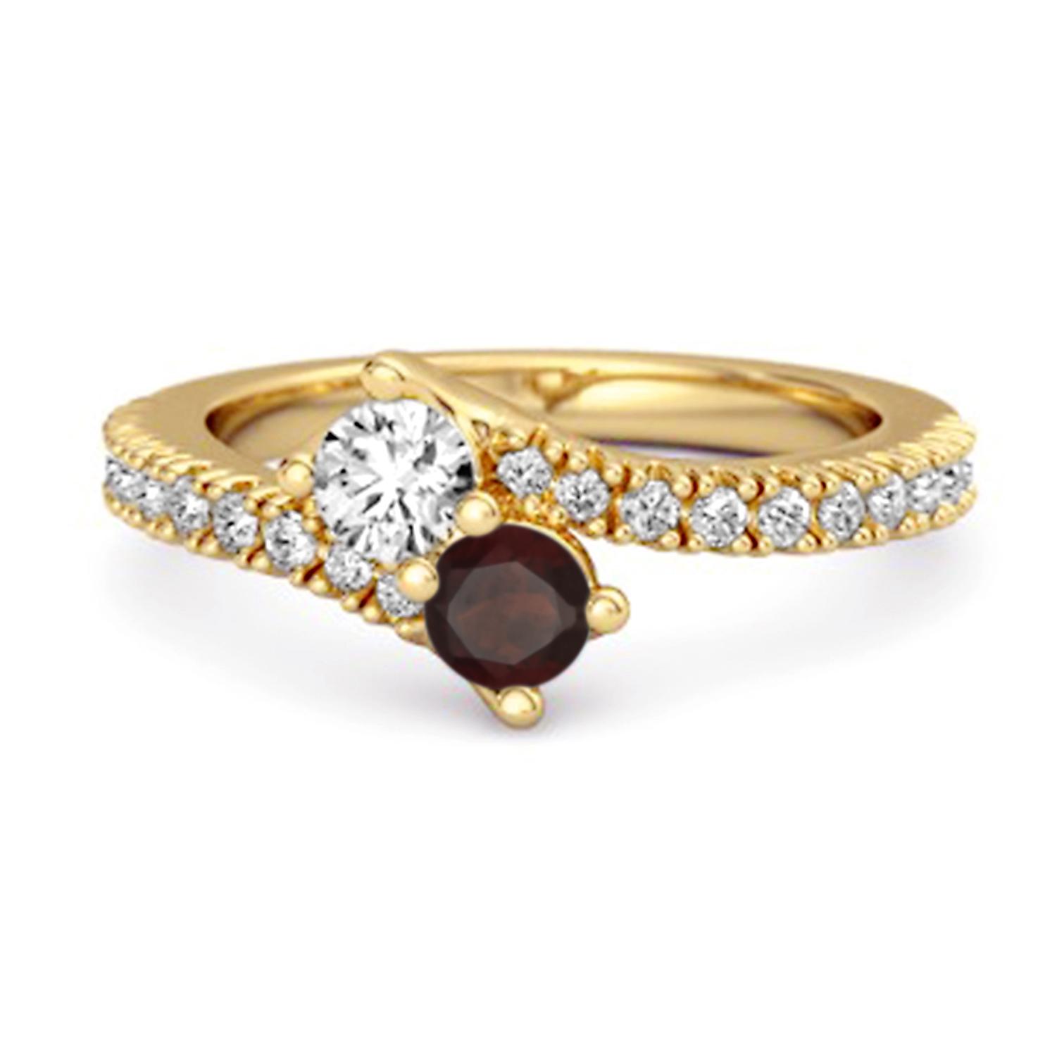 

Garnet Bypass Ring - 925 Sterling Silver Gold Vermeil 6 жовтий