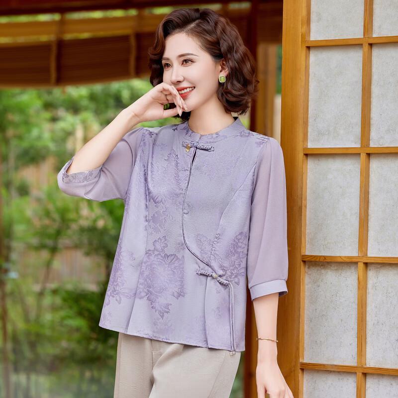 2025 New Chinese Style Summer T-Shirt for Mid-Aged Women