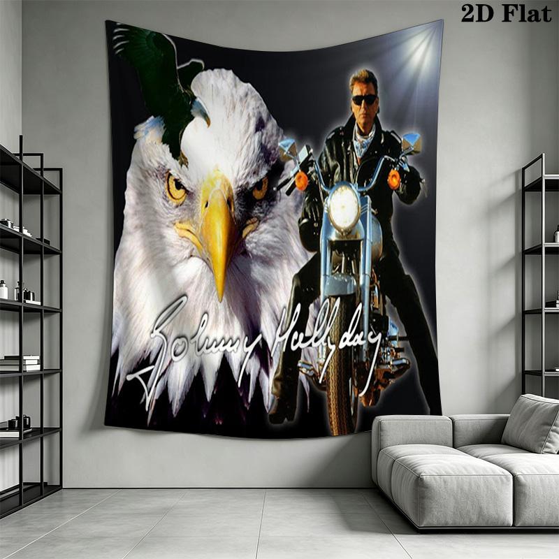 Johnny Hallyday Musical Legend Tapestry Fashion Print Background Cloth Background Wall Hanging Cloth Work Of Art Atmospheric Background Cloth