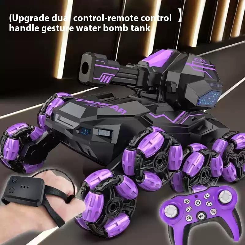 Remote controlled tank vehicle gesture sensing drift can fire water bombs, six wheel four-wheel drive off-road climbing toy