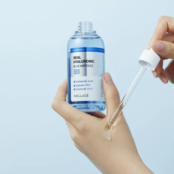 Ampoule bleue à l'acide hyaluronique WELLAGE Real 100 100 ml