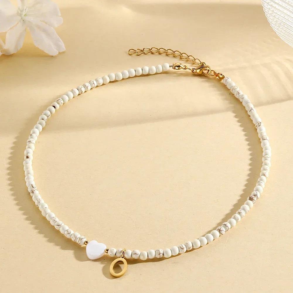 Bohemian Choker Neck Necklaces Heart-shaped Shell Letter Pendant Beads Women Necklace Woman Trend Jewelry Gift 2025