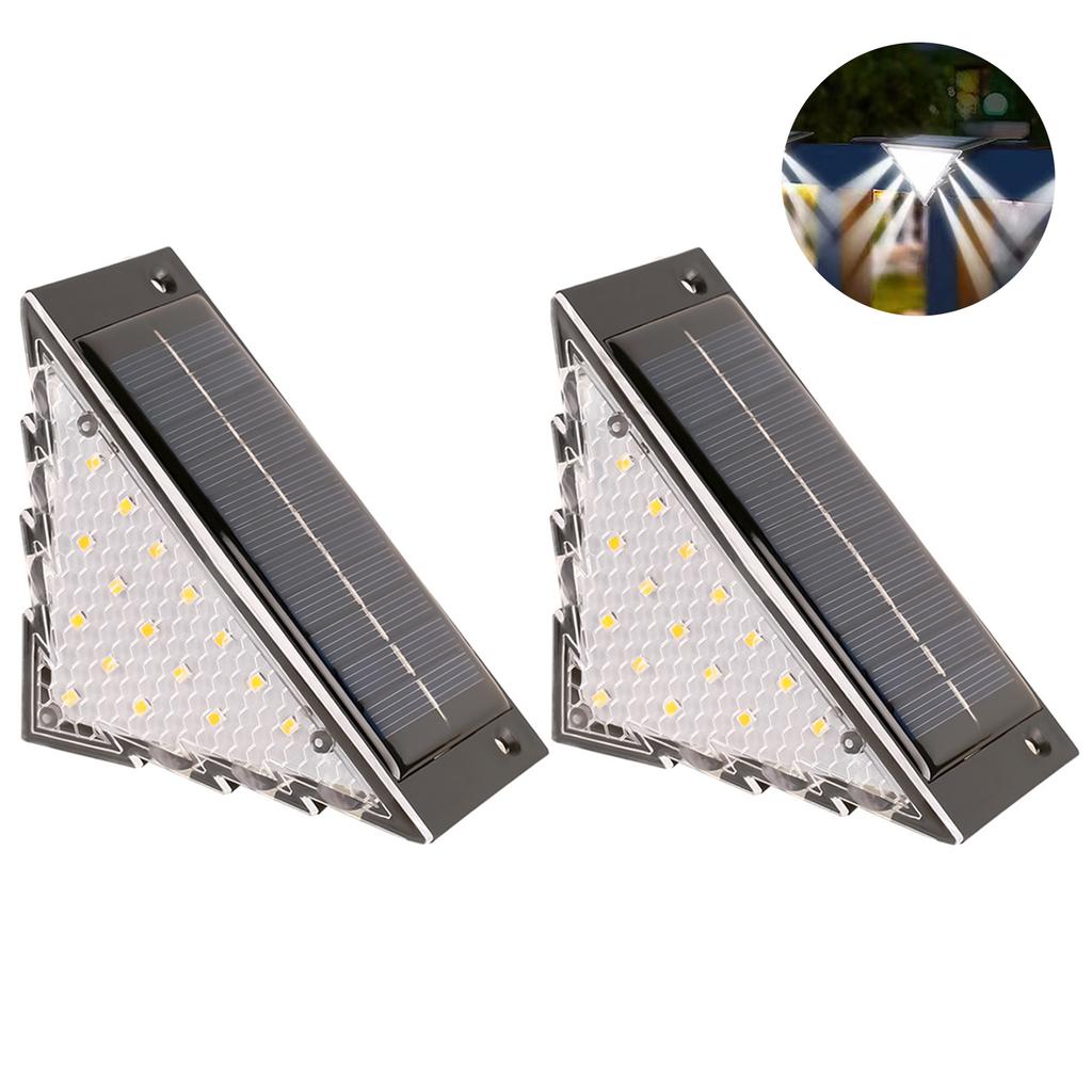 2 Pack Solar Step Lights Outdoor Waterproof IP65 Triangle Stair Lamp LED Deck & Stair Lights for Outdoor Stairs Step Fence Yard