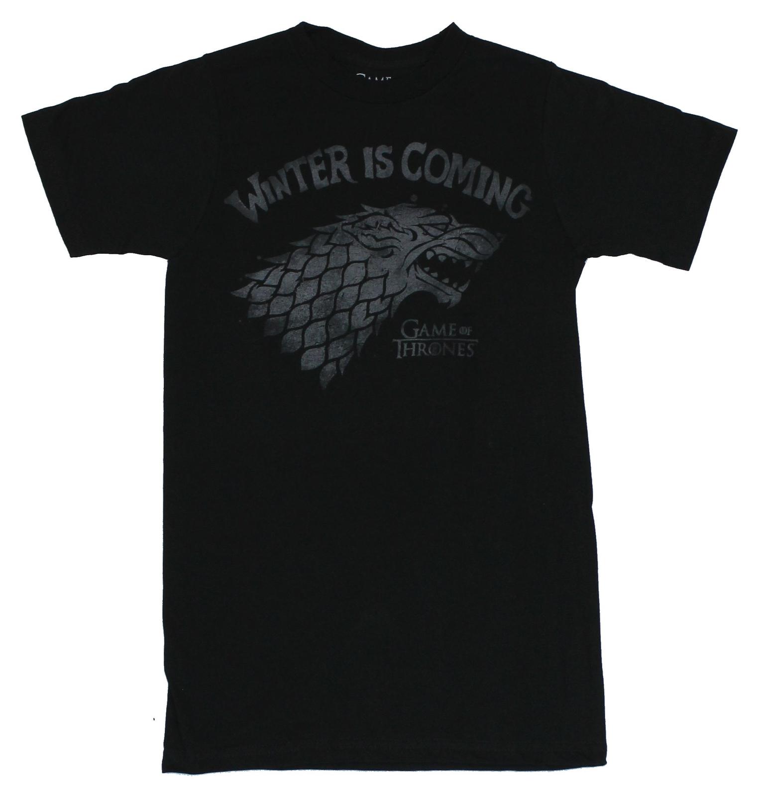 Game of Thrones Adult New T-Shirt - Winter is Coming Simple Wolf Head Pic S