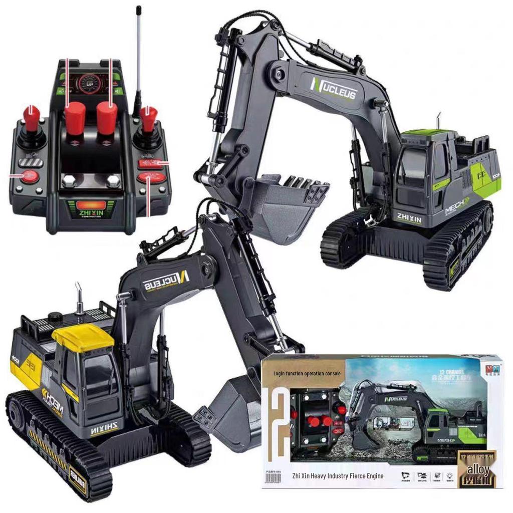 Extra Large Remote Control Excavator Toy with Flashing Lights & Sounds - Gift Box Set