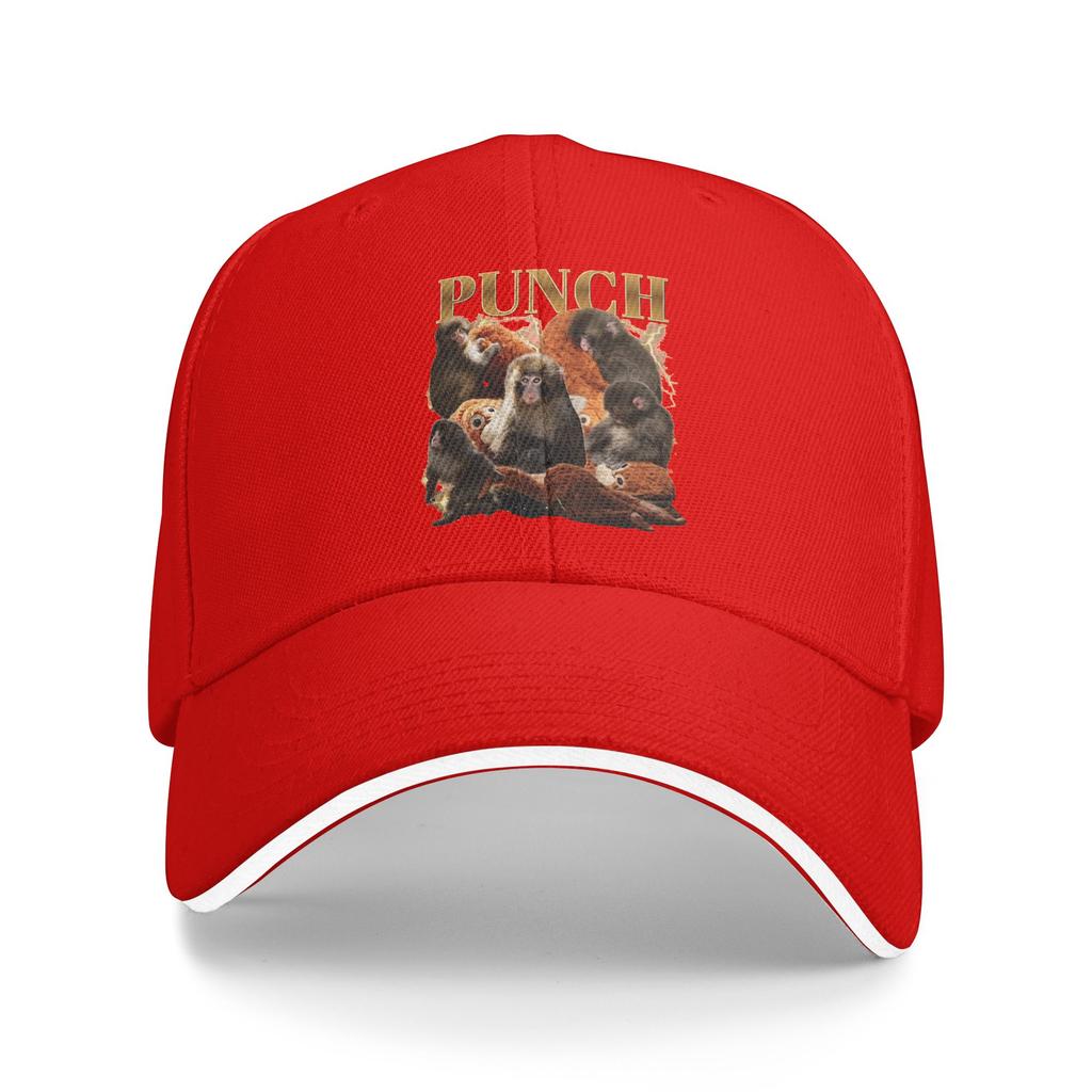 Team Punch Baby Monkey Punch Baseball Cap  Vintage Couple Women Trucker Hat Breathable Print Hunting Camping Baseball Caps Gift