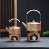 Coarse Ceramic Open-Flame Tea Kettle & Warmer Set