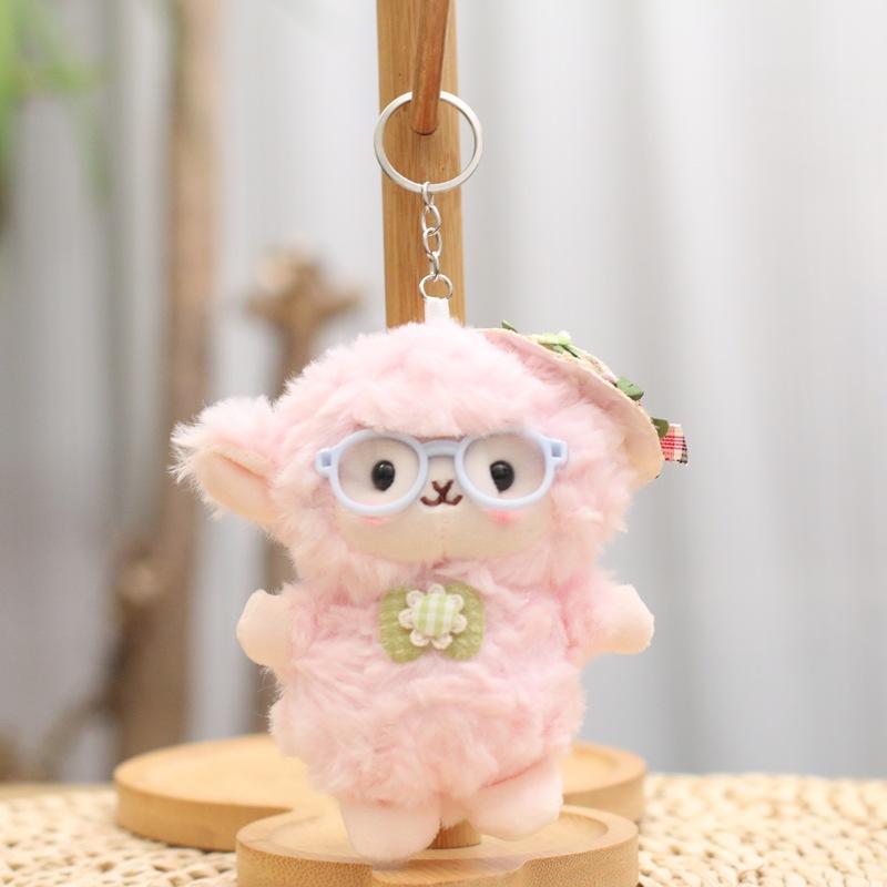 1Pc Cute And Adorable Little Lamb-Shaped Glasses Keychain Plush Toy Doll Bag Accessory