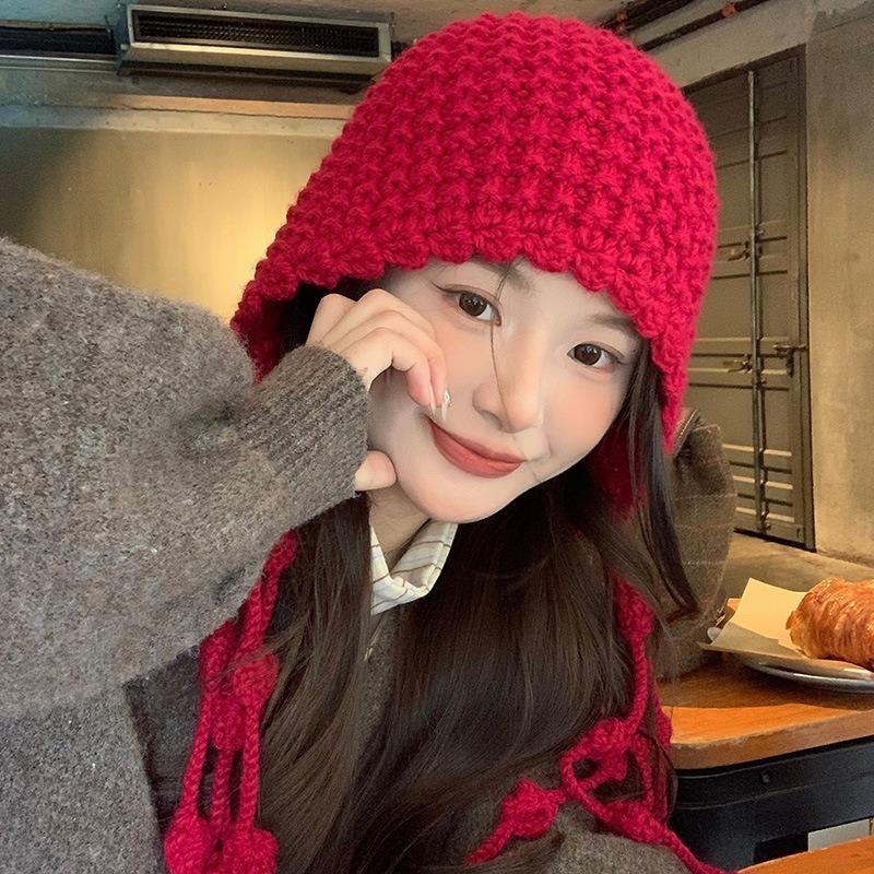 Western Sichuan Atmosphere Wearing Travel Hat High-end Sense Film Wool Hat Women's Red Xinjiang Grassland Knitted Cold Hat