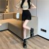 2024 Summer Black A-Line High Waist Skort - Slimming Design for Women